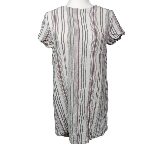 Anthropologie Cloth & Stone Linen Blend T-Shirt Dress Tunic Button Back - Picture 1 of 10